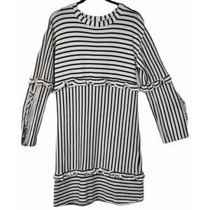 Mads Norgaard Copenhagen Striped Sweater Dress Black White XS